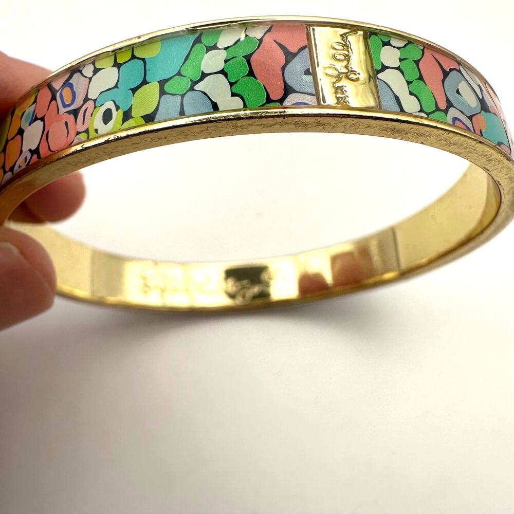 Lilly Pulitzer Gypsy Jungle Bangle Gold Plate Beach Vibes Resort Wear Cruise